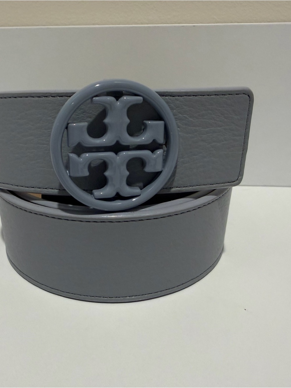 Tory Burch Light periwinkle Leather Logo Belt
